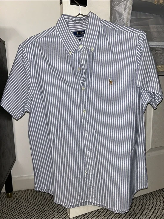 Polo by Ralph Lauren Blue & White Vertical Stripe Button-Down Shirt