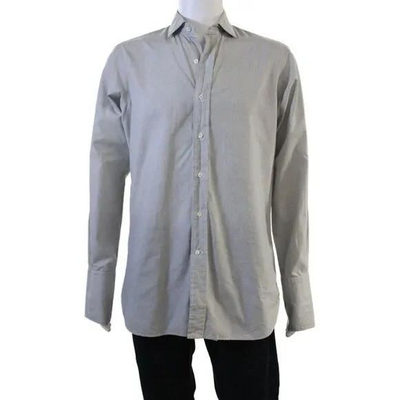 Polo Ralph Lauren Men Button-Down Gray Check Cotton Dress Shirt Size 15