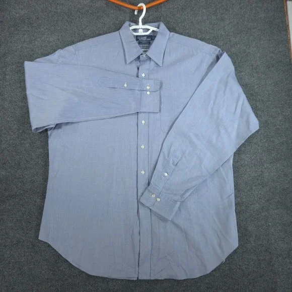 Polo Ralph Lauren Mens Andrew Solid Blue Shirt 17.5 36/37 Classic Work Office