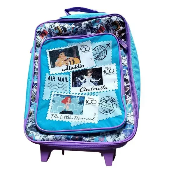 Disney 100 Years Of Wonder Princess Kids Rolling Suitcase 16x12x5 Child