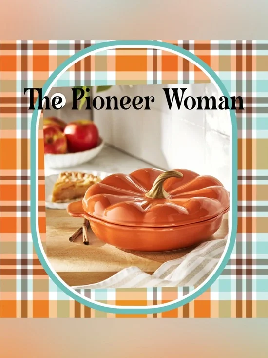 The Pioneer Woman 10” Orange Stoneware Pie Plate & Lid NIB
