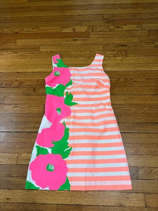 Lilly Pulitzer Women’s Size 4 Delia Wildflower Shift Dress Summer Sunrise Orange
