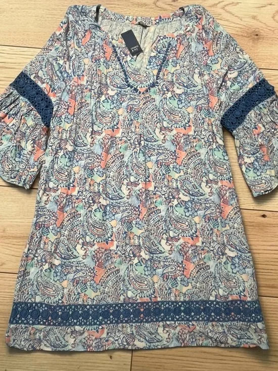 crown & ivy Paisley Midi Dress in Coral, Mint & Navy