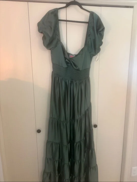 Free People Olive Green Tiered Maxi Dress