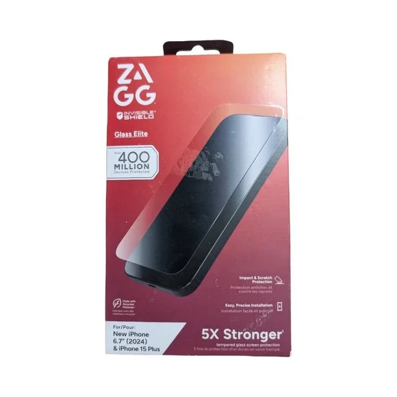 Aa9-N ZAGG InvisibleShield Glass Elite Screen Protector iPhone 16 plus / 15 Plus
