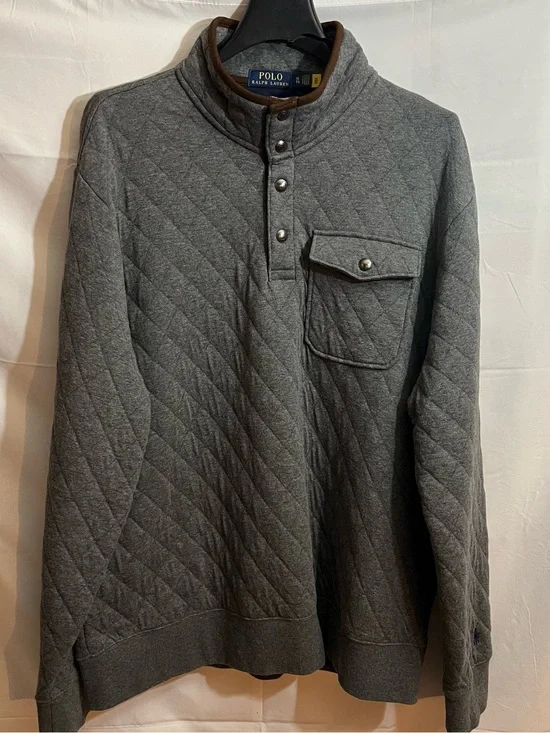 Polo by Ralph Lauren Quilted Gray Pullover Sweater