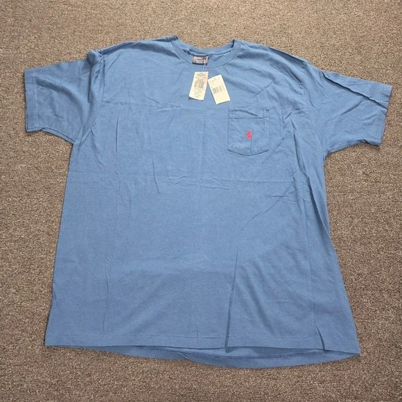 Polo Ralph Lauren Pocket T-Shirt Mens XL Light Blue Short Sleeve Red Pony USA
