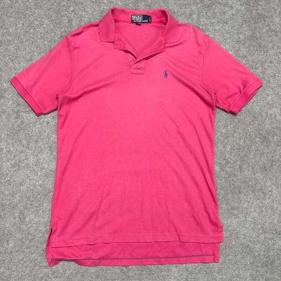 Polo Ralph Lauren Mens Large Pink Short Sleeve Cotton Polo Shirt Made in USA