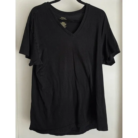 Polo Ralph Lauren T-Shirt Men L Black Short Sleeve Solid Cotton Casual Tee
