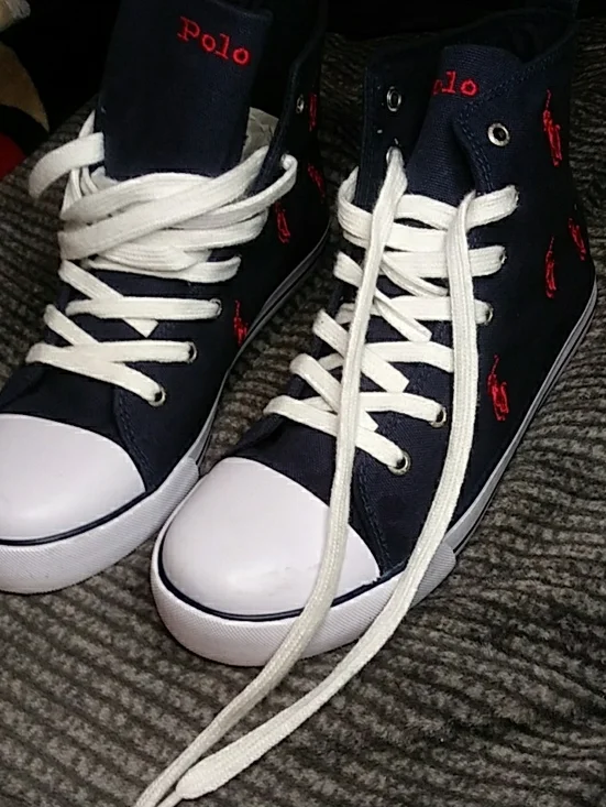 Polo Ralph Lauren Navy High-Top Sneakers with Red Pony
