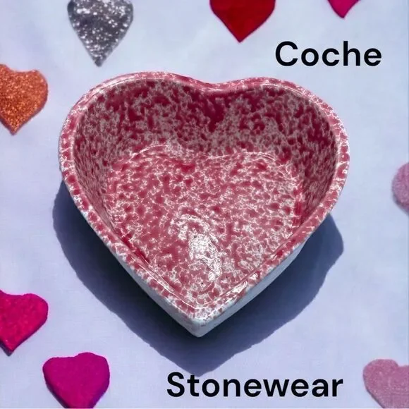 Coche l Heart Shaped Stonewear l Speckled Red & White Heart l Home l Kitchen