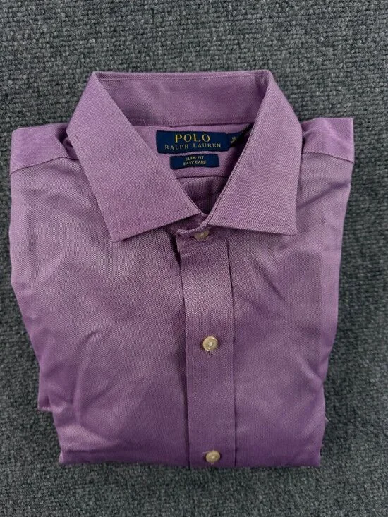 Polo Ralph Lauren Purple Slim Fit Easy Care Button Up Shirt Long Sleeve 16 32/33
