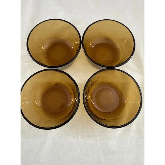 Anchor Hocking Fire King Amber Glass Custard Cups Ramekins 6oz Set of 4 434