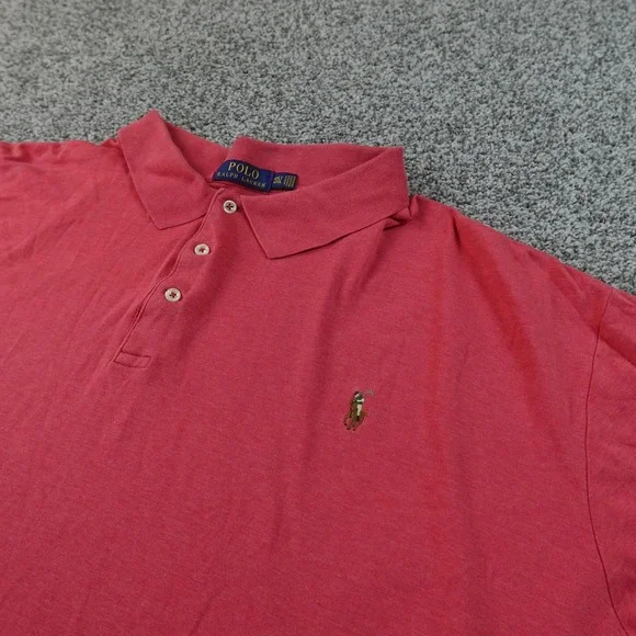 Ralph Lauren Polo Shirt Mens 4XLT Red Flesh Pony Golf Short Sleeve Casual Preppy