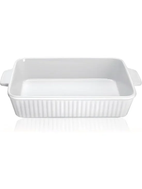 Large 9x13 Ceramic Casserole Dish with Handles - Oven Safe Baking Pan for