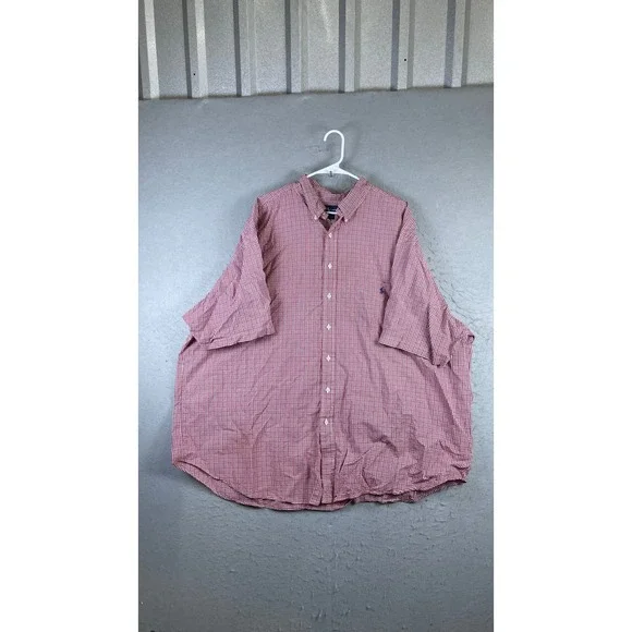 Ralph Lauren Button Down Mens 4X Big Red Good Gingham Short Sleeve Shirt
