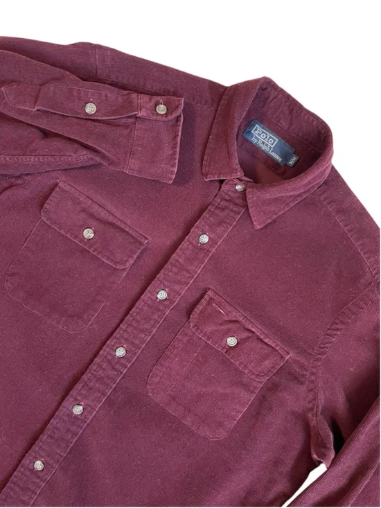 Polo Ralph Lauren Corduroy Shirt Men’s M Red Burgundy Classic Long Sleeve
