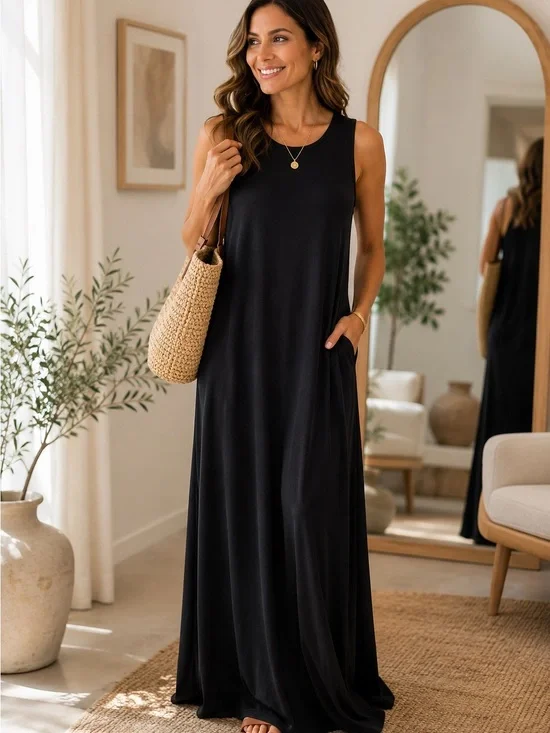 Old Navy Sleeveless Maxi Dress – Black | Women’s Size Large