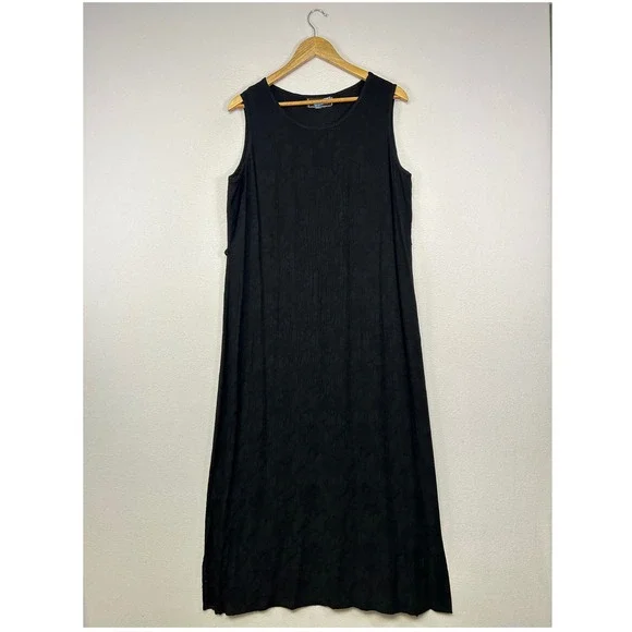 90s‎ Minimalist Molly Malloy Womens Large Black Textured Sleeveless Maxi Dress