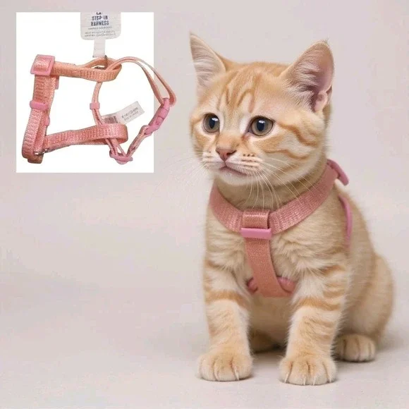 Whisker City Pink Adjustable‎ Step-In Cat Harness Kitten Size Comfort Fit/NWT