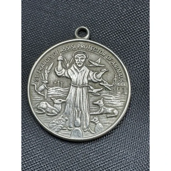 Saint St Francis of Assisi Pet Medal – Protect My Pet Charm for Dog/Cat Collar