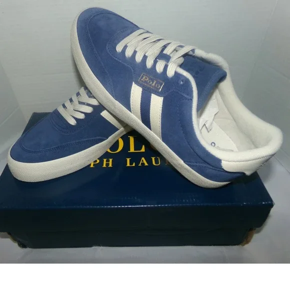 Polo Ralph Lauren Court VLC Mens SZ 8.5 Navy Suede Sneakers Low Top Shoes NIB