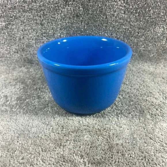 Oxford Ware Custard Cup Blue Ceramic Ramekin Bowl Made in USA 4.5