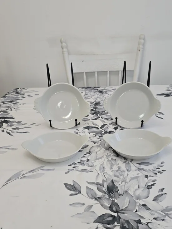 Vintage Set Of 4 Pillivuyt France  Au Gratin Porcelain Dishes White 7.75