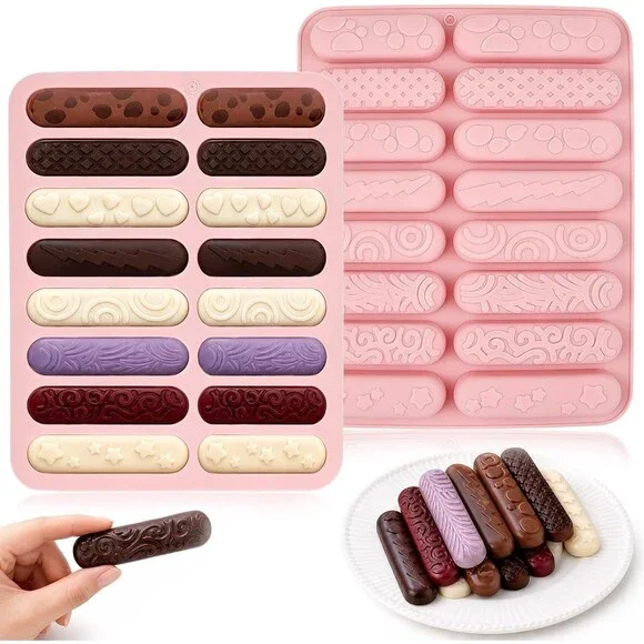 2 Pack Silicone Chocolate Bar Molds 16 Cavity Candy Soap Resin Baking Mold Set