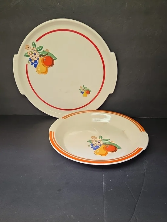 Antique Hostess Ware by Pottery Guild  Platter And Pie Plate