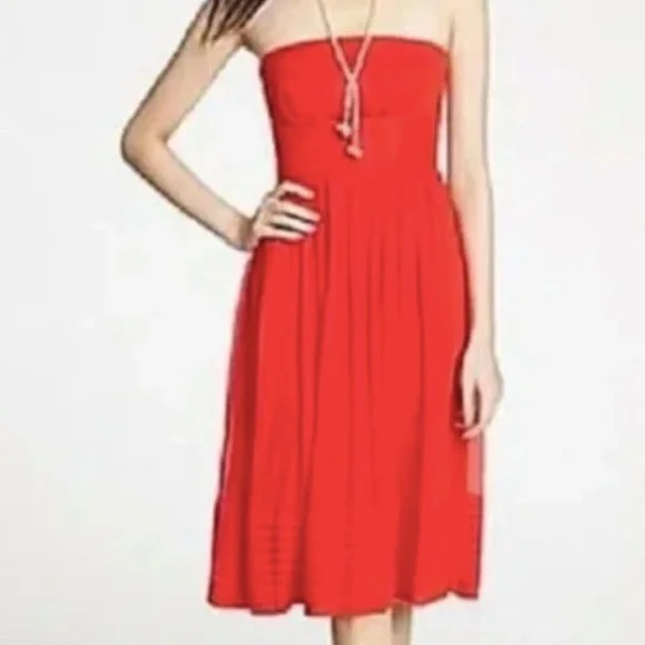 J.Crew Orange Silk Chiffon Strapless Knee Length Cocktail Strapless Dress Size 4