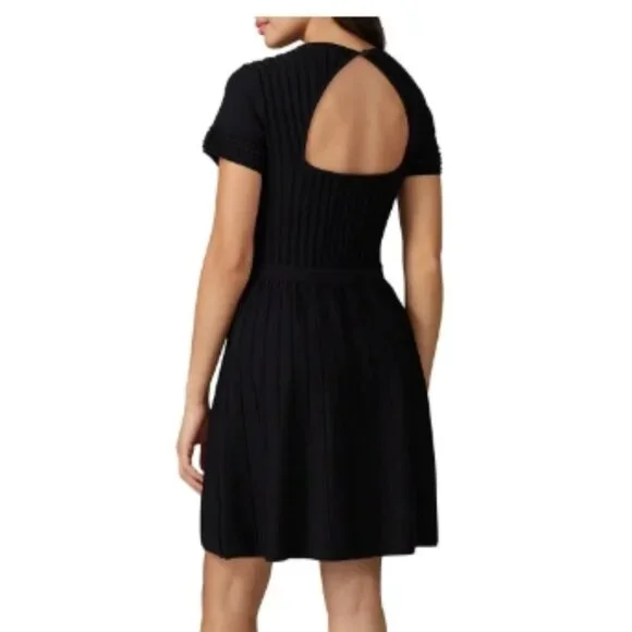 Parker Hamilton Knit Ribbed Fit & Flare Dress Black
