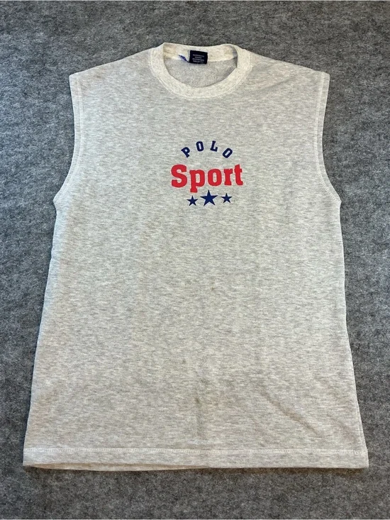 Vintage Polo by Ralph Lauren Heather Grey Graphic Muscle Tank Best Fits L
