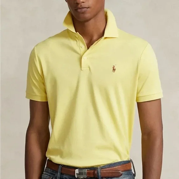 Polo Ralph Lauren Classic Fit Men's Yellow Collared Cotton Polo Shirt sz Medium