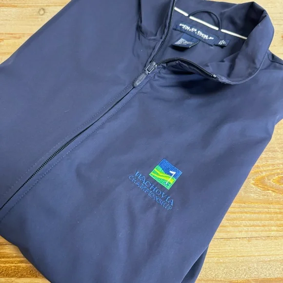 Men’s Polo Golf Ralph Lauren Navy Full‎ Zip Vest PGA Wachovia Championship Large