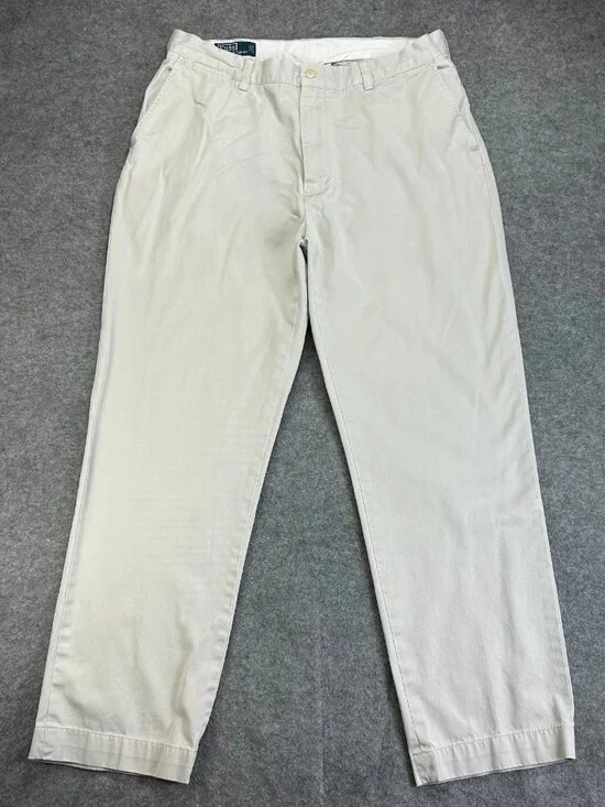 Polo Ralph Lauren Prospect Chino Pants Mens 34x31 Ivory Flat‎ Front (Tag-36x32)