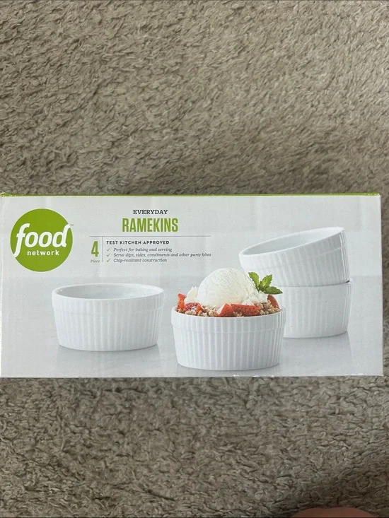 Food Network White Ceramic Ramekin Set of 4