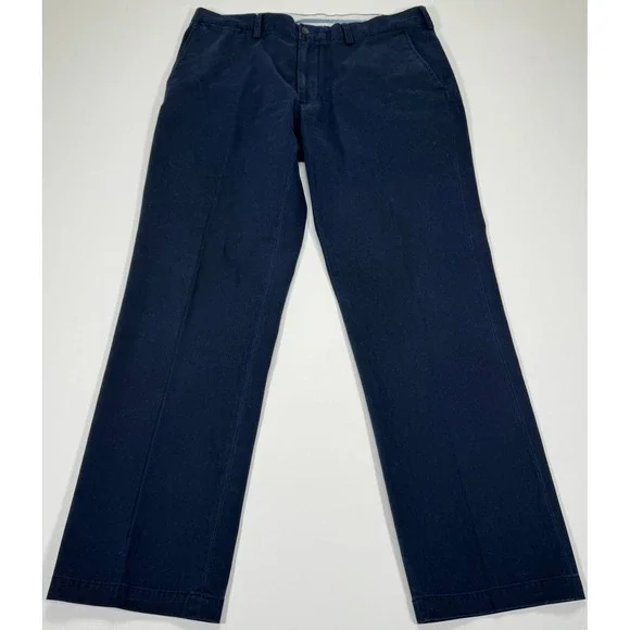 Polo Ralph Lauren Classic Fit Mens Chino Pants 36x32 Navy Blue Cotton Flat Front