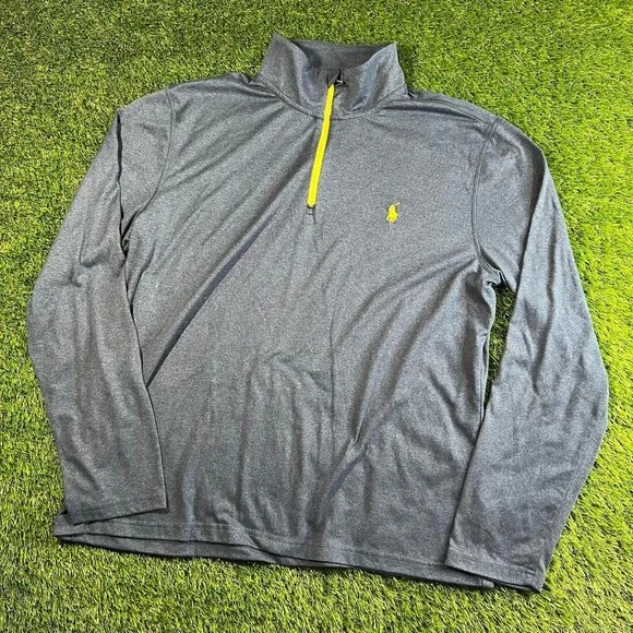 Polo Ralph Lauren Performance 1/4 Zip Pullover Large Navy Blue Active Shirt