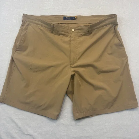 Polo Ralph Lauren Men Performance Golf Shorts Tan Khaki Stretch Size 42B Big