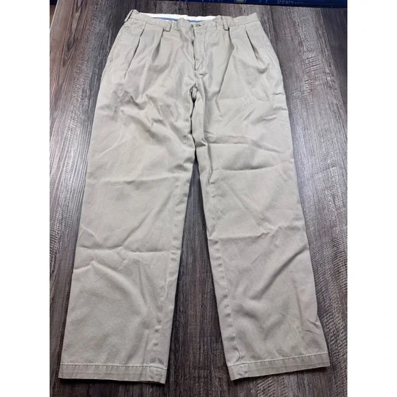 Polo Ralph Lauren Mens 36x32 Classic Fit Pleated Chino Pants Khaki Tan Cotton