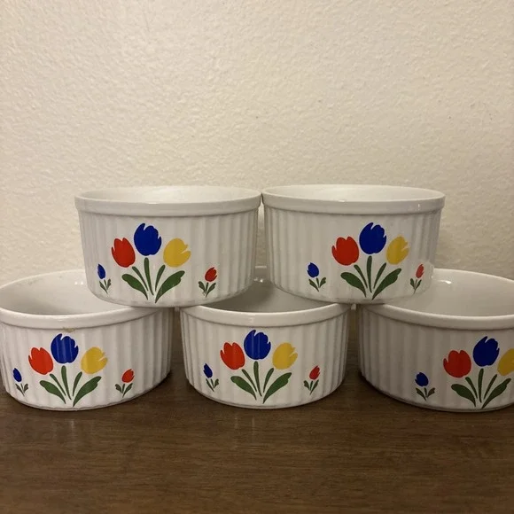 Tulip Tyme‎ Stoneware Collection Ramekin Retro Japan Set Of 5