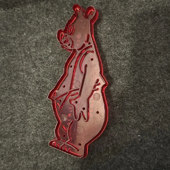Vintage 1956 Loews Inc Barney Bear cartoon cookie cutter Red Plastic
