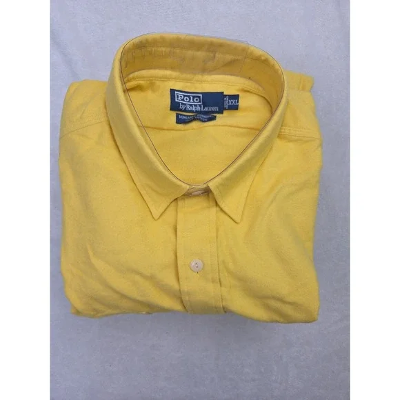 NWT 90s Vintage Polo Ralph Lauren Dungaree Work Shirt Mens XXL Yellow Chamois