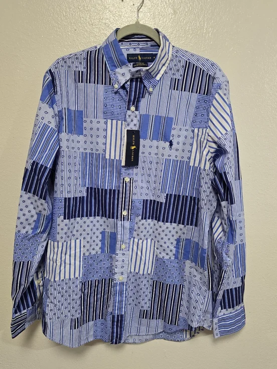 Ralph Lauren Patchwork Button Down Shirt NWT Size Medium