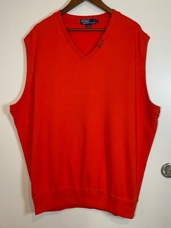 Polo Ralph Lauren Orange Preppy Size XL Sweater Vest