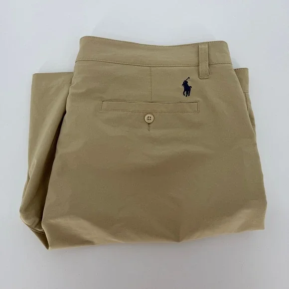 Polo Ralph Lauren Mens 38 Performance Golf Shorts Tan Khaki Stretch Flat Front