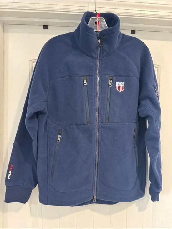 Polo by Ralph Lauren Navy Full-Zip Fleece Jacket with Crest