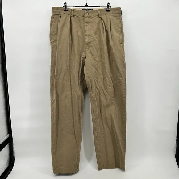 Polo Ralph Lauren Andrew Chino Pants Mens 36x32 Tan Pleated Cotton Twill Preppy