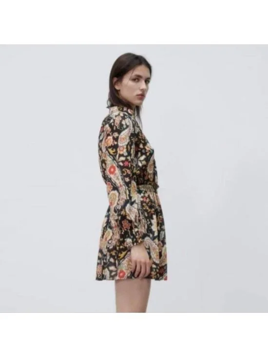 Zara Printed Soft vneck dress